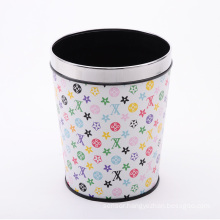 Leather Covered Grid Design Tapered Waste Bin (A12-1904B)